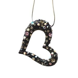 Black open heart pendant with Swarovski crystals